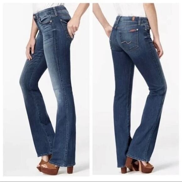 7 FOR ALL MANKIND Kimmie Bootcut Jean Size 31 Blue Made In USA - Picture 1 of 8